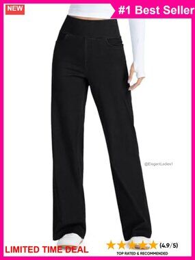 Women's High Waisted Wide Leg Stretchy Pull On Jeans